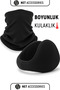 Black Thermal Fleece Neck Warmer and Black Neck Warmer Ear Muffs Set Unisex Winter