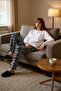 Women's Leopard Print Crew Neck Long Sleeve Pajama Set Functional Durable Quality