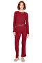 Women's Corded Fabric Knitted Pajama Set Crew Neck Long Sleeve Functional Durable Quality Stylish - 4