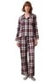 Women's Plaid Flannel Pajama Set Shirt Collar Long Sleeve Functional Durable Quality Stylish - 4