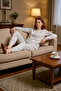 Women's Eye Printed Crew Neck Long Sleeve Pajama Set Functional Durable Quality Stylish