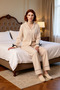 Women's Shirt Collar Piped Pajama Set Functional Durable Quality Comfortable Aesthetic Stylish - 3