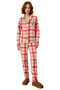 Women's Plaid Fleece Pajama Set Red Detailed Functional Durable Quality Comfortable Stylish - 4