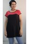 Black Red Size Color Block Whole Arrival Low Arm Combed Viscose T-Shirt - 7