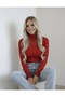 High-Necked Long Sleeve Women's Bodysuit Sweater Set of 3 - Red Main Colors - 5