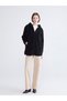 Black Hooded Women's Fleece Cardigan - 2
