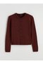 Burgundy Crew Neck Women's Knitwear Cardigan - 5