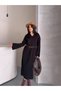 Long Polo V-Neck Ribbed Slit Detail Winter Knit Dress - 5
