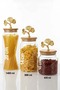3-Piece Transparent Glass Jar with Bamboo Lid and Metal Ginkgo Figure Transparent Glass Storage Container 635/890/1400ml - 3