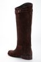 Massi̇ Model Genuine Leather Brown Suede with Removable Buckle Thick Heeled Daily Women's Boots - 4