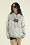 Women's Winter Cotton Leopard Lip Printed Regular Hooded Sweatshirt