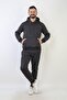 Plain Hooded Three Thread Sh Fleece-Lined Men's Tracksuit Set - 2