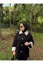 Paneled Double Pocket Soft Gabardine Fabric Short Trench -Black - 5