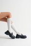 Women's Navy Crocodile Stylish Buckle Detailed Thick Soled Comfortable Loafer Shoes - 3