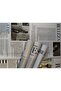 Gray Newspaper Patterned Illustrated Gray Bouquet Wrapping Paper Retro Stylish Flower and Gift Package 57X57 4 Pieces - 2