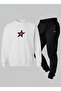 Sweatshirt - Tracksuit Kids Set Crew Neck Pink Star Printed 3 Thread Raised