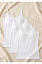 3-Pack Women's Lace Detailed String Strap Tank Top - 48% Cotton 47% Modal Soft Textured Stretchy Clothing