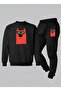 Unisex Sweatshirt - Tracksuit Kids Set Crew Neck Orange Dog Printed 3 Thread Raised