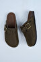 Leon Men's Vegan Leather Buckle Khaki Sabo Slippers - 3