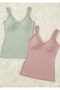 Women's 2-Pack Lace Detailed Cotton Modal Tank Top Set - Soft Texture & Non-Sweat Fabric