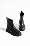 Women's Black Flat Sole Zippered Short Boots |   Non-Slip Sole Daily Winter Boots
