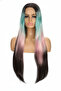 30 inch Multicolor Straight Synthetic Womens Hair Wig Silky Party Wear Adjustable Inner Cap