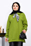 Oil Green Tunic with Scarf Detail on the Collar