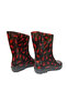 Women's Black-Red 23 cm Floral Patterned Short Garden Rain Boots Emkk809-420 - 5