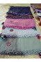 100% Cotton Ezgi Scarf with Floral Pattern Motifs and Beaded Crochet Writing, Kerchief, Mevlit Shawl - 8