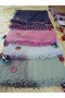 100% Cotton Ezgi Scarf with Floral Pattern Motifs and Beaded Crochet Writing, Kerchief, Mevlit Shawl - 8