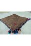 100% Cotton Ezgi Scarf with Floral Pattern Motifs and Beaded Crochet Writing, Kerchief, Mevlit Shawl - 2