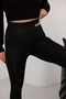 Women's Black Diving Fabric Gathered Effect High Waist Long Printed Leggings - 5
