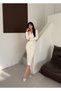Special Fabric V-Neck Dress - 4
