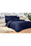 Geometric Double Jacquard Satin Duvet Cover Set Navy Blue - 4