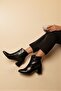 Samara Black Wrinkled Patent Leather (5 cm Heels) Daily Use Women's Boots - 5