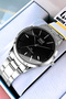 Original Quartz Men's Wristwatch Silver Color Steel Band 3 Atm Water Resistant Qqe2001C13