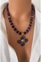 Natural Stone Purple Agate Special Non-Tarnish Steel Flower Pendant for Mother, Women, Lover, Special Day Gift in Gift Box - 2