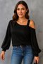 Women's Black and White Detailed Square Neck Fit Blouse Editor's Choice - 4