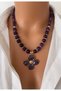 Natural Stone Purple Agate Special Non-Tarnish Steel Flower Pendant for Mother, Women, Lover, Special Day Gift in Gift Box - 4