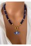 Natural Stone Navy Blue Lapis Stone Gold Plated Eye Pendant for Mother, Lover, Special Day Gift in Gift Box - 2