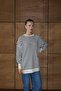 25034 Women's Oversized Striped Balloon Sleeve Long Sweater Navy Blue - 2