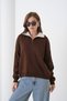 Oversized Contrast Collar Basic Knitwear Sweater Aw25Kz0108 - 4