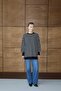 25034 Women's Oversized Striped Balloon Sleeve Long Sweater Black - 5