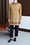 25024 Women's Striped Detail Long Sweater Mocha - 5