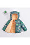 Girls Boys Children's Dinosaur Print Inner Plush Inflatable Coat - 2