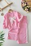 My Little Girl's Bowknot Stone Detailed Ruffled Girl's 2-Piece Set - Pink - 2