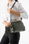 Washed Leather Clip-On Zippered 3-Compartment Scholarship Shoulder Bag Khaki Model: (571-13t) - 2