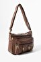 Washed Leather Crossbody Shoulder Bag Polyurethane Leather Tan Model:(571-14-16D) - 3