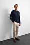 Navy Blue Men's Crew Neck Regular Fit Sweater B35W40017 - 3