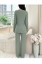Yumoş Textured Maternity & Postpartum Comfort Pajama Set with Adjustable Waist Support, Suitable for Breastfeeding - 3